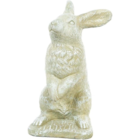 Solid Rock Stoneworks Begging Rabbit Concrete Statue, 15" Tall - Desert Sand Finish