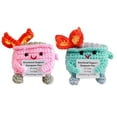 thumbnail image 2 of Opvise 2Pcs Positive Crochet Flame Dumpster with Encouraging Card Emotional Support Handmade Knitting Trash Can Doll Decoration Ornament, 2 of 8