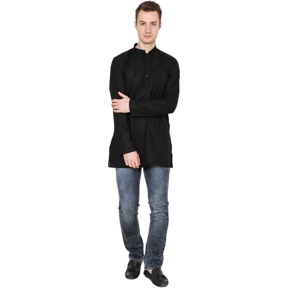 Royal Kurta Mens Full Sleeve Black Cotton Kurta
