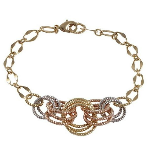 Dlux Jewels Tri Couleur Laiton avec des Cercles Ouverts Lien Bracelet&44; 8,5 Po.