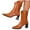 Brown, variant on LOVZFMLL Cowboy Boots for Women Mid Calf Chelsea Boots Side Zipper Square Toe Slip Resistant Mid Block Heel Leather Casual Fall Winter Boots