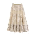 thumbnail image 4 of Easter Carnival Elegant Bohemian Crochet Lace Midi Skirt With Sheer Mesh Overlay Flowy A Line Design Skirt For Women, 4 of 4