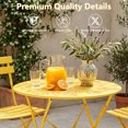 thumbnail image 3 of Yardgrace 3-Piece Folding Steel Patio Bistro Set, 2 Chairs and Table, Yellow, 3 of 8