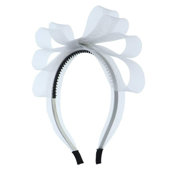 Motique Accessories Headband with Tulle Stand up Bow Headband For Girls Fancy Hairband-Silver