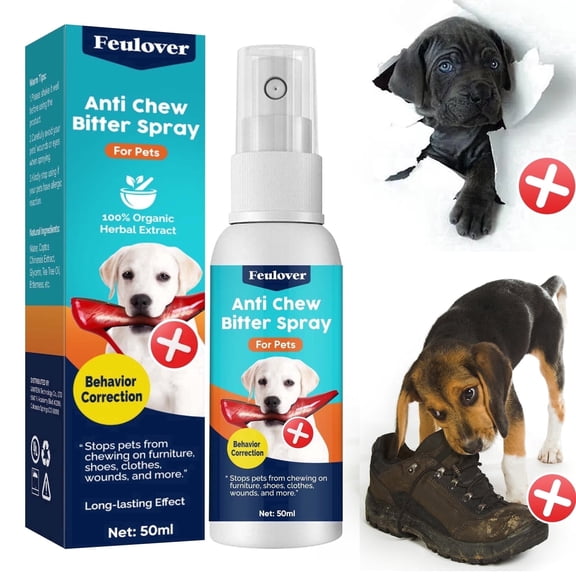 50ml Anti Chew Bitter Spray for Dogs and Cats, Natural Herbal Extract Dog Deterrent Spray to Stop Chewing Furniture Shoes and Plants, Non-Toxic