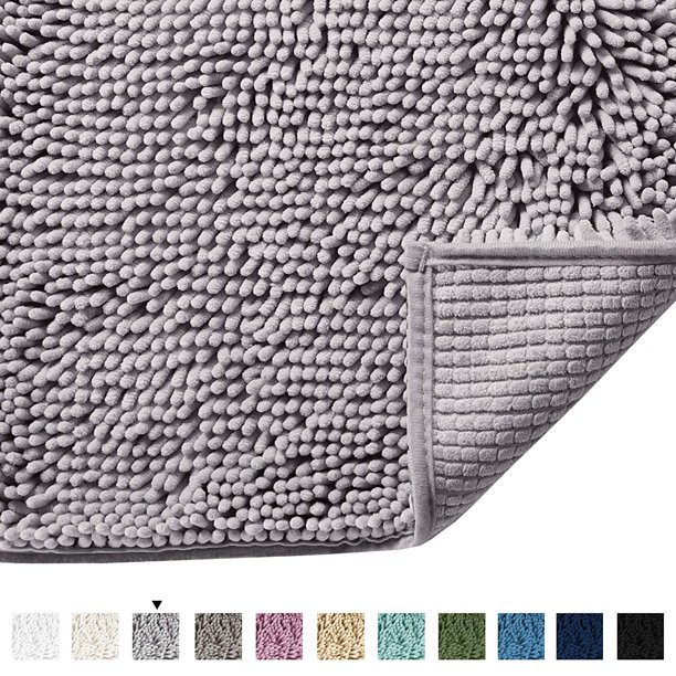 Soft Microfiber Chenille Bath Mat/Rug, Non Slip Absorption Shower Rug
