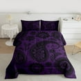 thumbnail image 2 of Manfei Bohemian Paisley Queen Comforter Set 3 Pieces, Hippie Mandala Bedding Sets, Black Purple Bedding Comforter Set, Lightweight Room Decor, 2 of 8