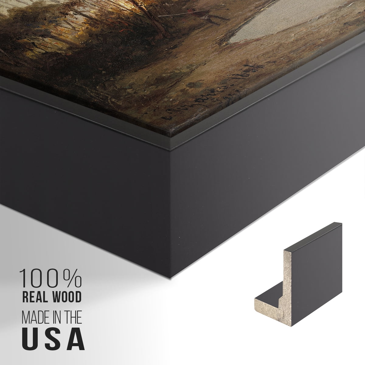 Vintage Landscape-XXXVI By Wexford Home Framed in Black Wood Gallery Wrapped Canvas 25 in. x 37 in.