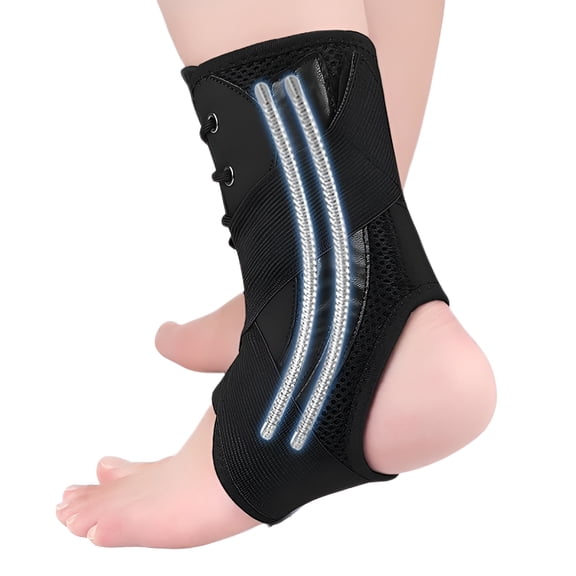 TELOLY 1pcs Sport Ankle Support Sprain Ankle Protector Brace Lace Up Adjustable Wrap Running Basketball Injury Recovery Sports Safety (L)
