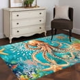 thumbnail image 3 of Ocean Octopus Washable Area Rug 3x5 111 Marine Life Coral Starfish Retro Low-Profile Large Area Rugs with Non Slip Backing Indoor Floor Carpet for Entrance Living Room Bedroom Home Office, 3 of 9