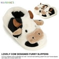 thumbnail image 6 of BadPiggies Cute Cow Slippers Fuzzy Plush Warm Non-Slip House Slides Shoes for Women Girls Men, 6 of 8