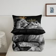 thumbnail image 4 of Erosebridal Safari Lion Bedding Sets Queen Golden Crown Comforter Set King And Queen Duvet Insert Jungle Wild Animal Bedding Comforters & Sets Couple Room Decor Valentine'S Day Gifts,Lightweight 3pcs, 4 of 5