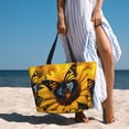 thumbnail image 6 of Balery Butterfly On Sunflower Beach Travel Bag - Water-Resistant, Large Capacity Lightweight Tote with 7 Pockets for Women and Men - Perfect for Beach, Pool, Gym, and Travel, 6 of 7