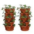 thumbnail image 1 of Flower Herb Self Watering Stacking Planting Pot Single Layer Tower Plastic Stackable Vertical Gardening Strawberry Planter, 1 of 5