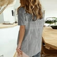 thumbnail image 3 of Women Casual V Neck Solid Color Short Sleeve Tops T Shirts Blouses Classic Fit Dress Shirt Baseball Shirts for Women Tall T Shirts Women Womens Baseball Long Sleeve Shirt High Neck Womens Shirt Dark, 3 of 6