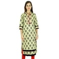 thumbnail image 2 of Amoghah Women Wear Floral Beige Cotton Kurti Indian Kurta Gift, 2 of 9