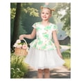 thumbnail image 4 of Sunny Fashion Girls Floral Peplum Dresses Tulle Green And White Short Cap Sleeve 8 Years, 4 of 6