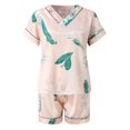 thumbnail image 2 of Vedolay Summer Pajamas for Women's Silk V Neck Shirt Shorts Nightwear,E XL, 2 of 5