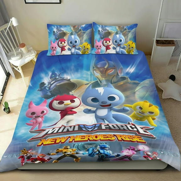 Miniforce-themed Bed Sheet Set Three Piece Set Comfortable And Skin Friendly Unique Design Home Decor Gifts For Family Friends fans36x75Inches（90cm*190cm）