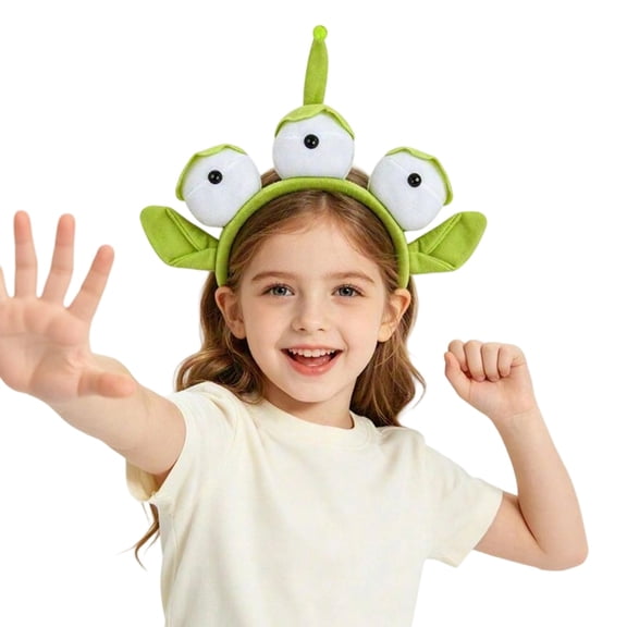Green Cartoon Big Eyes Plush Headband Cute Monster Hair Hoop For Halloween Party Stage Accessory