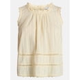 thumbnail image 6 of Time and Tru Women's Lace and Ruffle Cotton Tank Top, Sizes XS-XXXL, 6 of 6