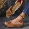 thumbnail image 6 of Slippers for Women,Stylish Opentoe Wedges With Leather Top And Flower Slippers Are Comfortable Shoes With Temperament,Womens Slippers,Brown,9.5, 6 of 9