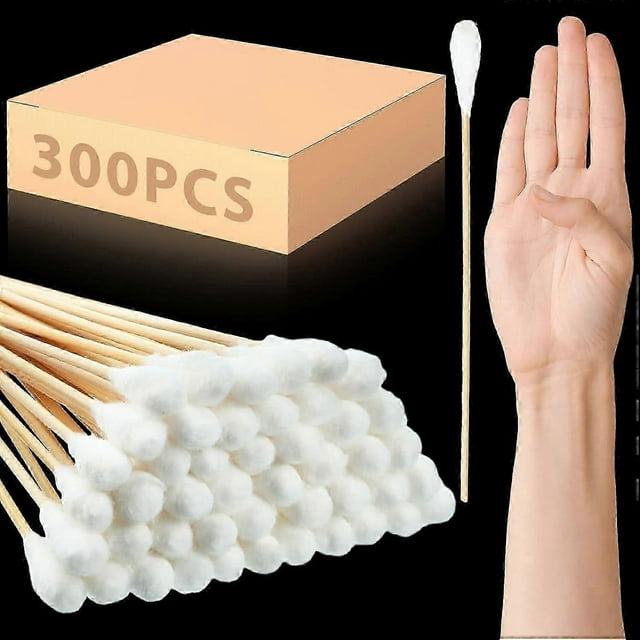 300 Pcs 8 Inch Large Cotton Swabs with Bamboo Handle Oversized Extra Long Cotton