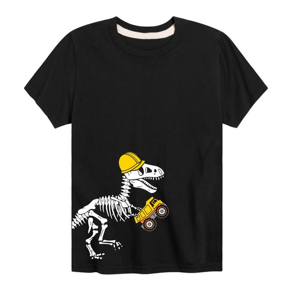Instant Message - Construction Skeleton Dinosaur - Youth Short Sleeve T-Shirt