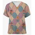 thumbnail image 5 of Camiseta de mujer con estampado de princesas de Disney de alta calidad, cuello en V, uniforme de enfermera fino de dibujos animados, manga corta, tono saludable, 5 of 5