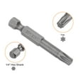 thumbnail image 4 of Punta de destornillador de estrella de seguridad magnética Uxcell T30 de 6 puntos, vástago hexagonal de 1/4" y longitud de 2", paquete de 2, 4 of 6