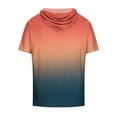 thumbnail image 5 of SEAOPEN Mens Casual Round Neck Gradation Printing Pullover Fitness Sports Hooded Shorts Sleeves T Shirt Blouse Today Orange,M, 5 of 5