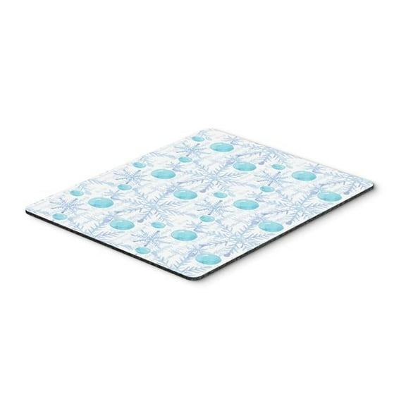 Winter Snowflakes on White Mouse Pad, Hot Pad or Trivet