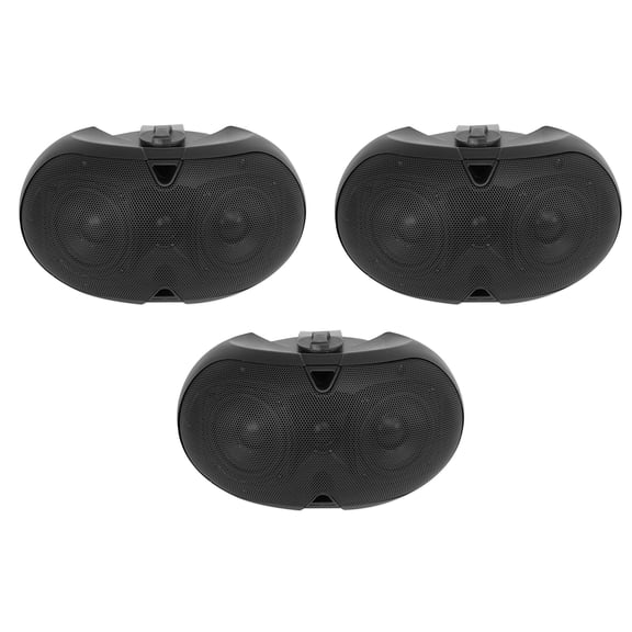 (3) Rockville D4-70 BLACK Dual 4" 70v Commercial/Restaurant Wall Mount Speakers