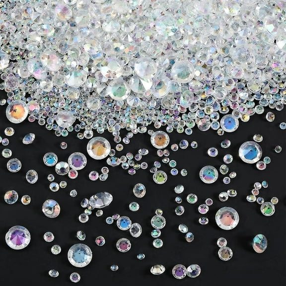 6300Pcs Clear Acrylic Diamonds Table Scatter Crystals Small AB Color Plastic Rhinestone Pointed Back Cabochons Gem for Vases Filler Table Scatter Confetti Wedding Art Decoration Clear DIY