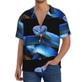 thumbnail image 3 of KLL Blue Viper Snake Print Men's Shirt Short Sleeve Button Down Summer Cuba Beach Shirts- 3X-Large, 3 of 7
