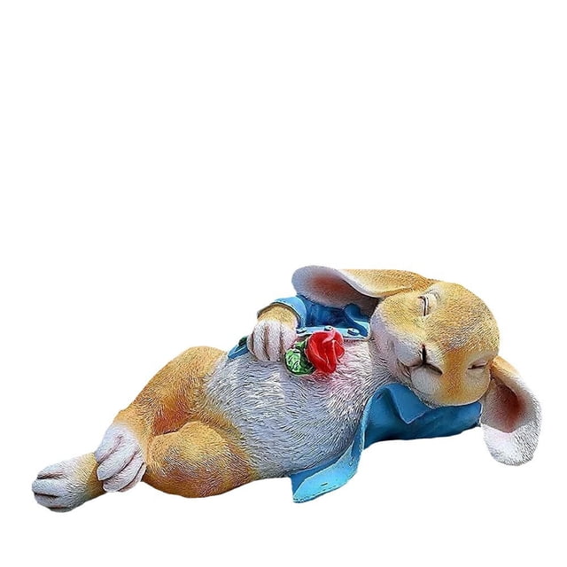 Escultura de conejo de pascua para decoración de jardín, resina, 20 cm
