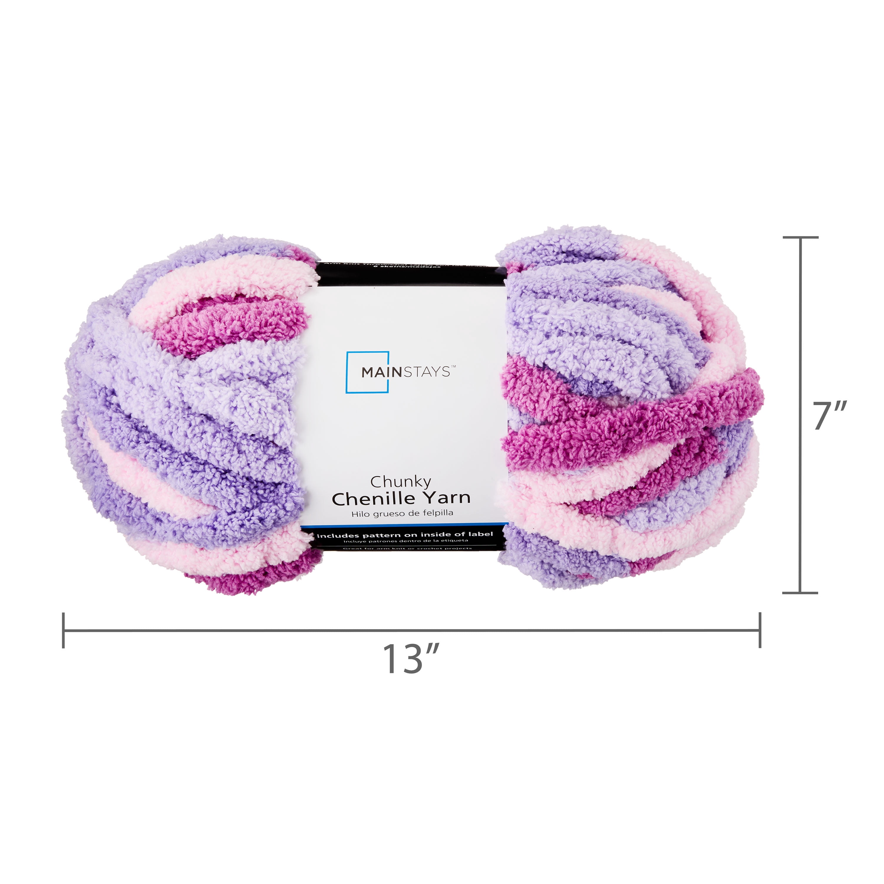 Mainstays Chunky Chenille Yarn, 31.7 yd, Soft Sorbet Multi, 100% Polyester, Super Bulky, Pack of 4