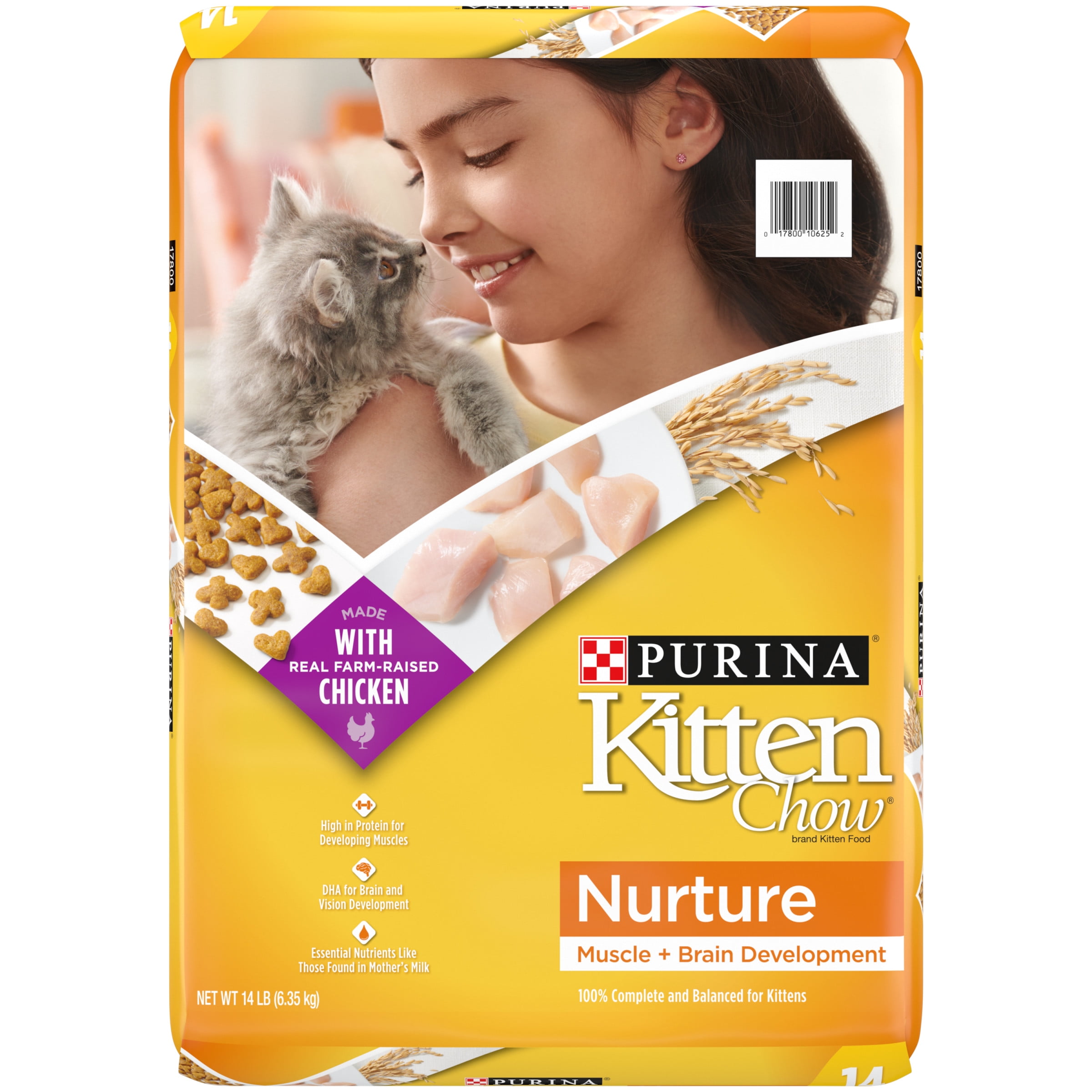 Purina Kitten Chow Nurture Chicken Recipe Dry Cat Food for Kittens, 14 lb Bag