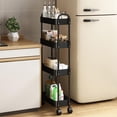 thumbnail image 2 of Carrito de Almacenamiento Metal con 4 Niveles, Carrito Organizador Delgado en Ruedas con Cerradura y Asas, Carro de Utilidad Móvil, Carro Auxiliar para Cocina, Sala, Baño, Oficina, Negro, 2 of 17