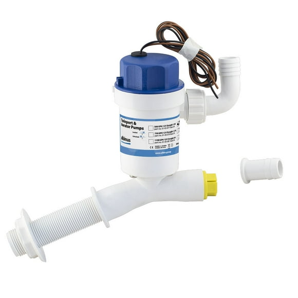 Albin Livewell /Baitwell Pump 01-05-080 Livewell /Baitwell Pump; Twinport; Aerator; 3/4 Inch NPT Inlet/Outlet Port; 12 Volt DC; With Straight And Elbow Detachable Ports; 2.7 Amp; 5 Amp Fuse Size