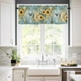 thumbnail image 2 of Hokiten Rod Pocket Curtain Valance, Spring Yellow Sunflower Farmhouse Window Valance for Living Room, Bedroom, Kitchen Roes Butterfly Teal Pastoral 42"W x 12"L, 2 of 8