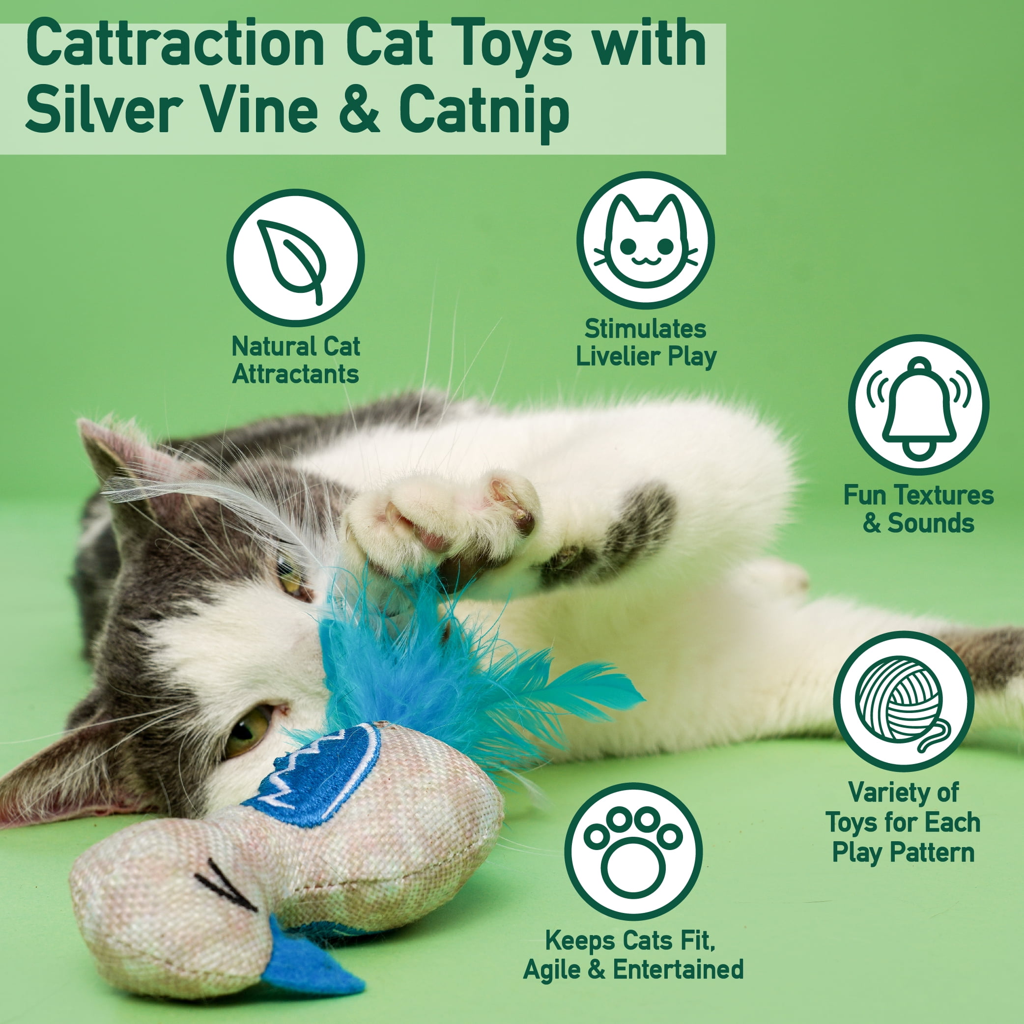 Hartz Cattraction Crinkle Mice Cat Toy with Silver Vine & Catnip, 10 Count