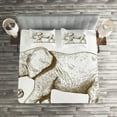 thumbnail image 2 of Ambesonne African Quilted Coverlet 3 Pcs, Savannah Wild Animals Art, Queen Size, White and Brown, 2 of 2