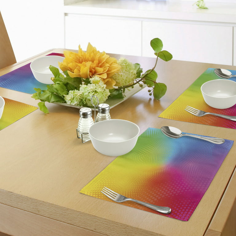 Rainbow Placemats Set of 4 Vibrant Colors Circles Rounds Dots Radiant Composition Iridescent Effect Print, Washable Fabric Place Mats for Dining Room Kitchen Table by Ambesonne - Walmart.com