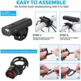 thumbnail image 2 of USB Rechargeable Bike Light Set,400 Lumen Super Bright Headlight Front Lights and Back Rear LED,4 Light Mode Fits All Bicycles, Mountain,Road, 2 of 7