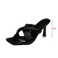 thumbnail image 4 of Sandalias de tacón alto para mujer, para ocio, vacaciones, cabeza cuadrada, plisadas, cruzadas Wmkox8yii ytu2580, 4 of 9