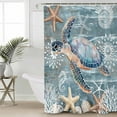 thumbnail image 2 of Teal Coastal Turtle Shower Curtains for Bathroom Waterproof Fabric Bath Curtains Decor Bath Tub Curtain Nautical Ocean Starfish Coral Decorative Shower Curtain Sets with 12 Hooks, 72x72 Inch, 2 of 6
