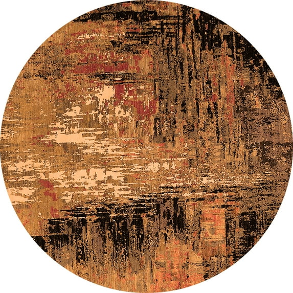 Ahgly Company Indoor Round Oriental Orange Industrial Area Rugs, 5' Round