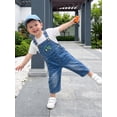 thumbnail image 6 of RUINIXCW Toddler Baby Boy Denim Overalls Tractor Embroidery Sleeveless Jumpsuit, 6 of 7