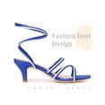 thumbnail image 3 of BLISSFUL STEP Outfit Open Toe Contrasting Color Kitten Heels Sandals for Women Blue White (Size 8), 3 of 4